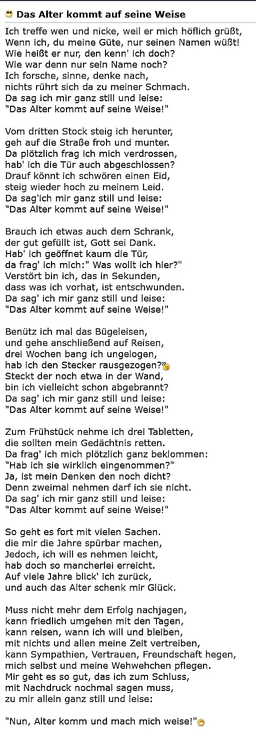 Das Alter kommt auf seine Weise